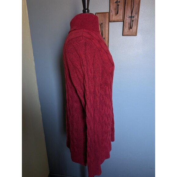 Vintage Red Turtleneck Sweater by Croft & Barrel, Cable Knit Sweater - Picture 4 of 10